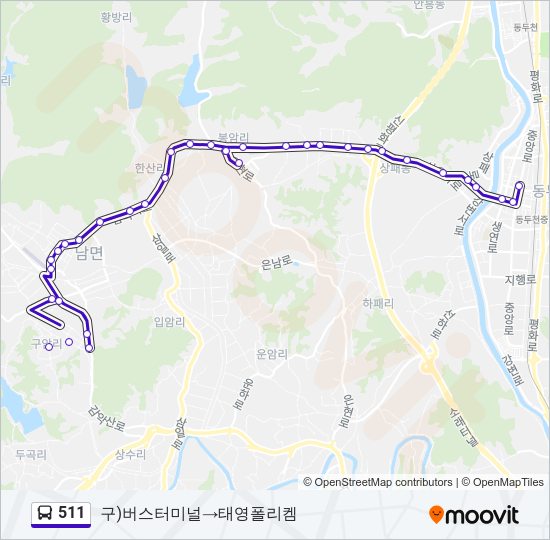 511 버스 노선 지도