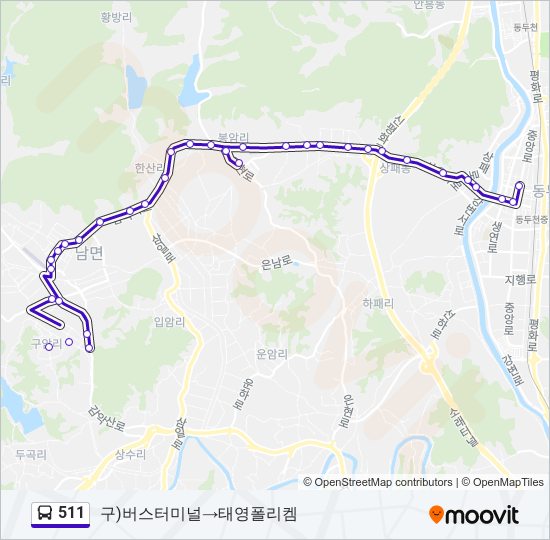 511 bus Line Map
