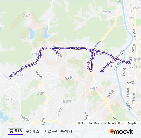 513 버스 노선 지도