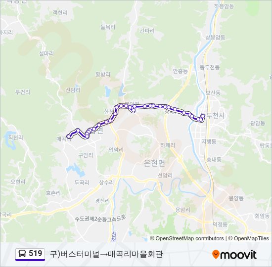 519 버스 노선 지도