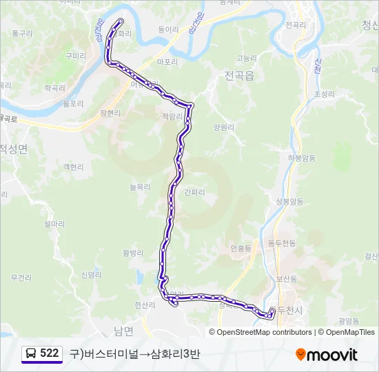 522 버스 노선 지도