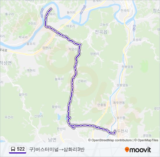 522 bus Line Map