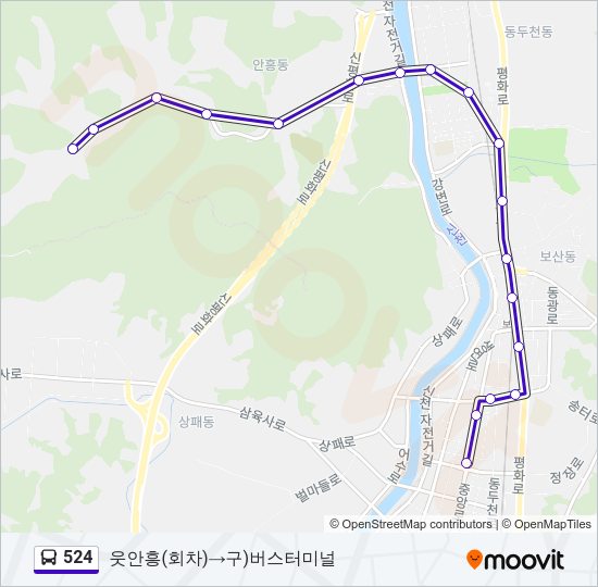 524 버스 노선 지도