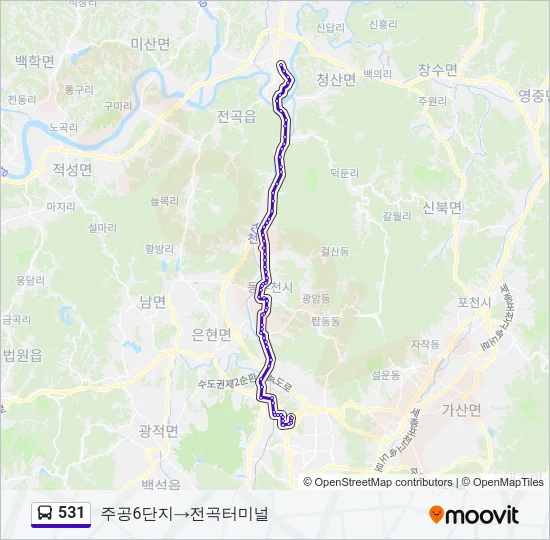 531 버스 노선 지도