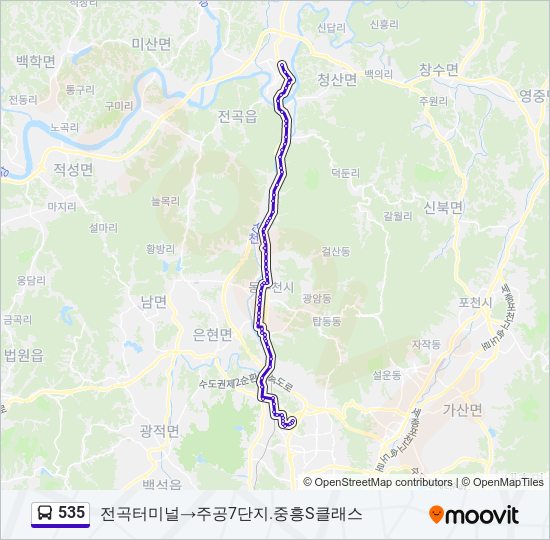 535 bus Line Map