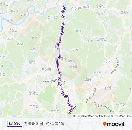 536 버스 노선 지도