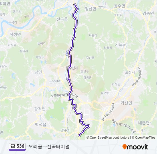 536 bus Line Map