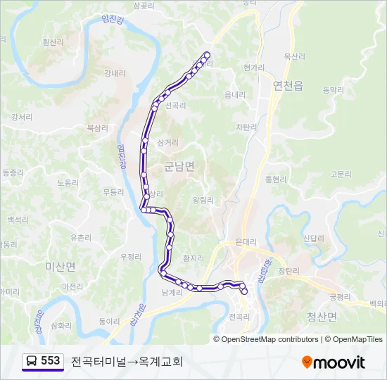 553 Bus Line Map