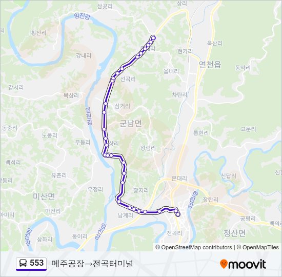 553 버스 노선 지도