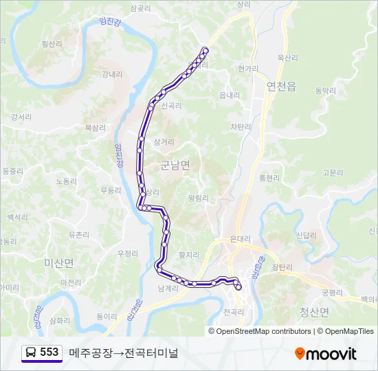 553 Bus Line Map