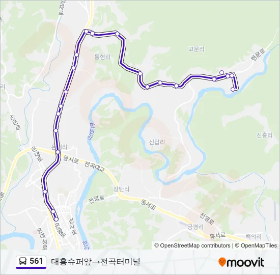 561 버스 노선 지도