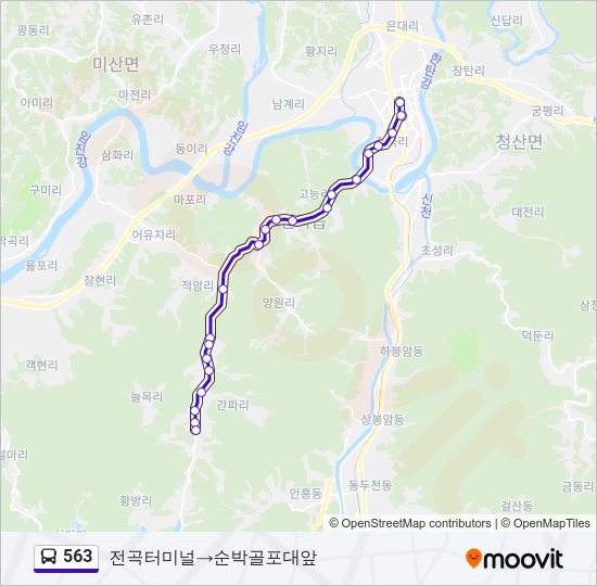 563 버스 노선 지도
