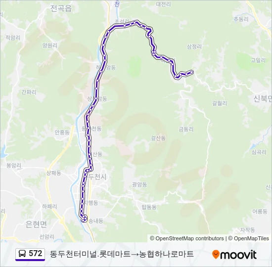 572 버스 노선 지도