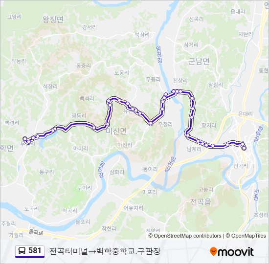 581 버스 노선 지도