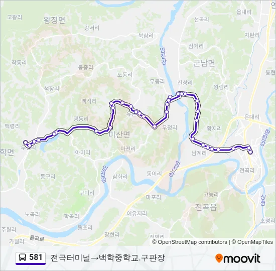 581 버스 노선 지도
