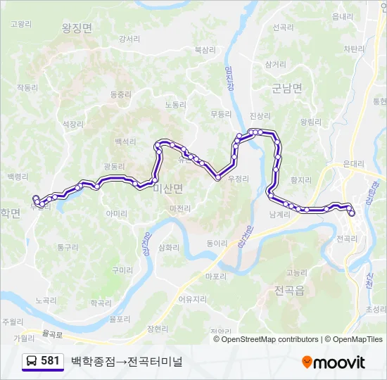 581 버스 노선 지도