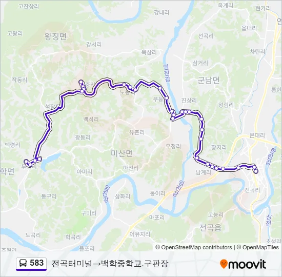 583 버스 노선 지도