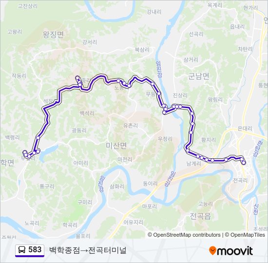 583 버스 노선 지도
