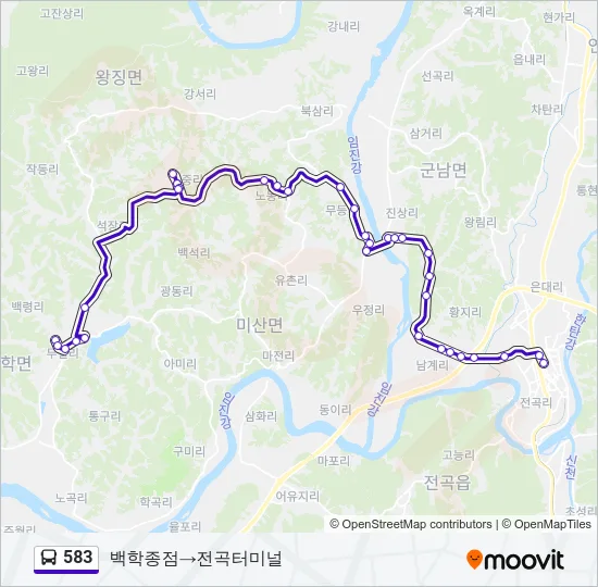 583 버스 노선 지도
