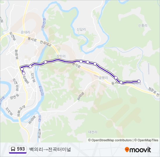593 버스 노선 지도