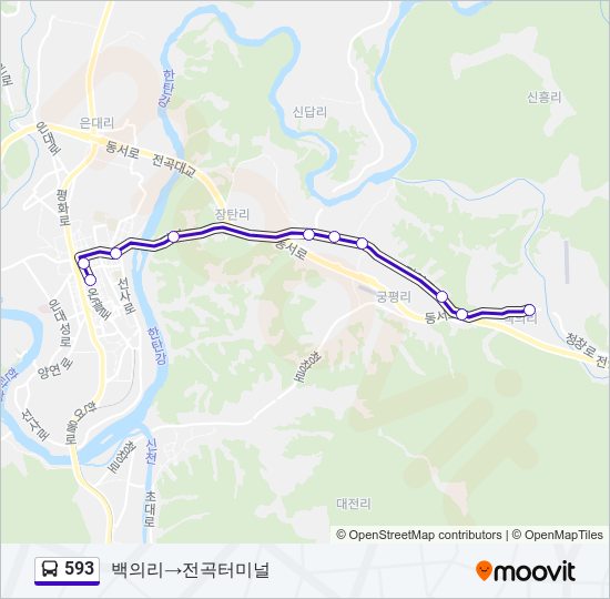 593 bus Line Map