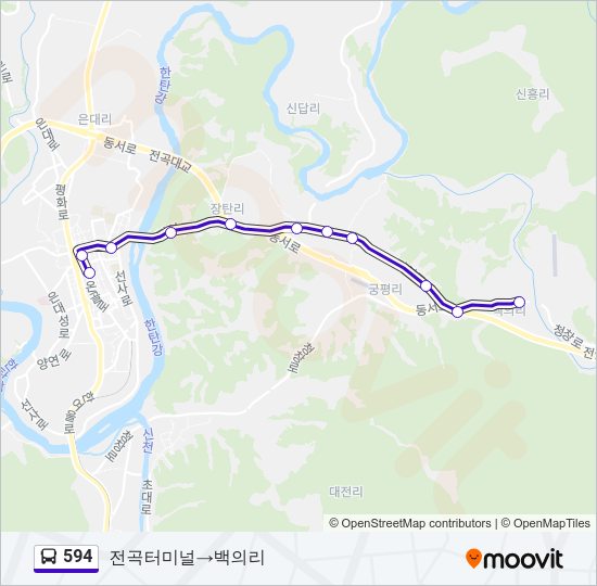 594 버스 노선 지도