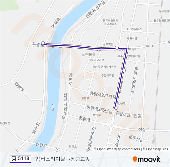 5113 버스 노선 지도