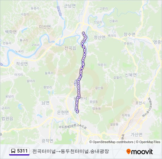5311 버스 노선 지도