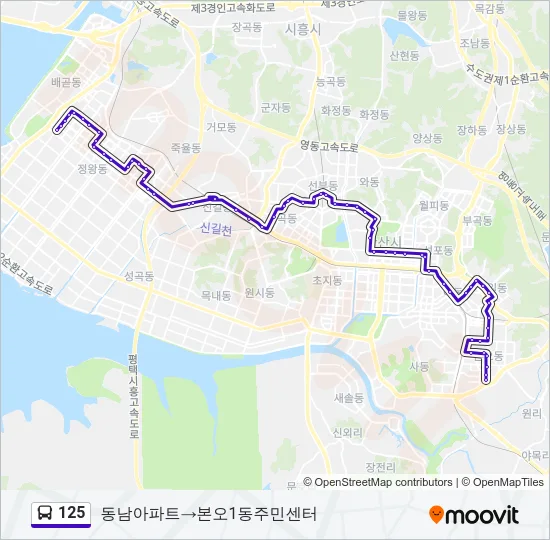 125 버스 노선 지도