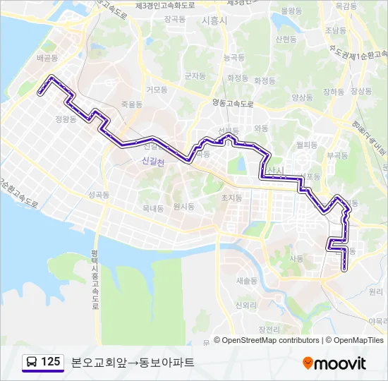 125 버스 노선 지도