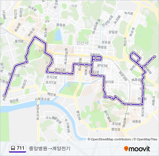 711 버스 노선 지도