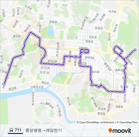 711 버스 노선 지도