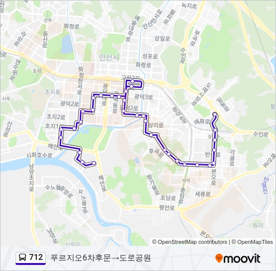 712 버스 노선 지도