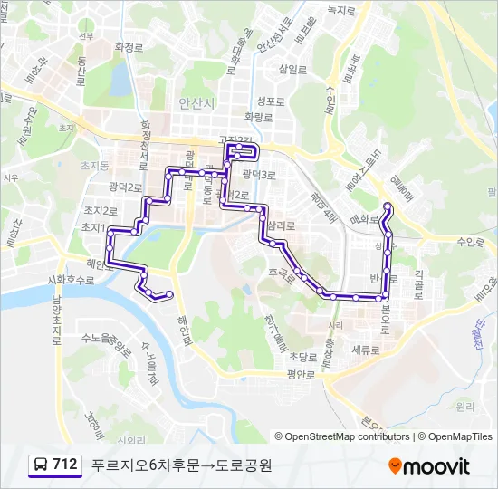 712 버스 노선 지도