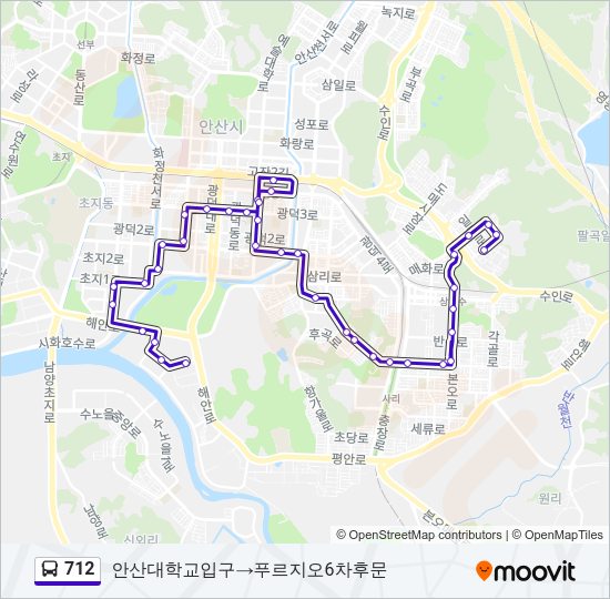 712 버스 노선 지도