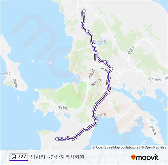 727 Bus Line Map