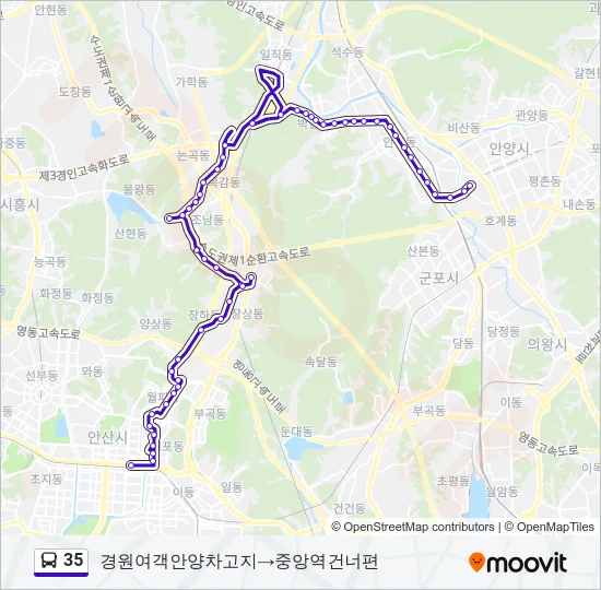 35 버스 노선 지도
