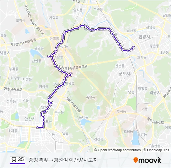 35 버스 노선 지도