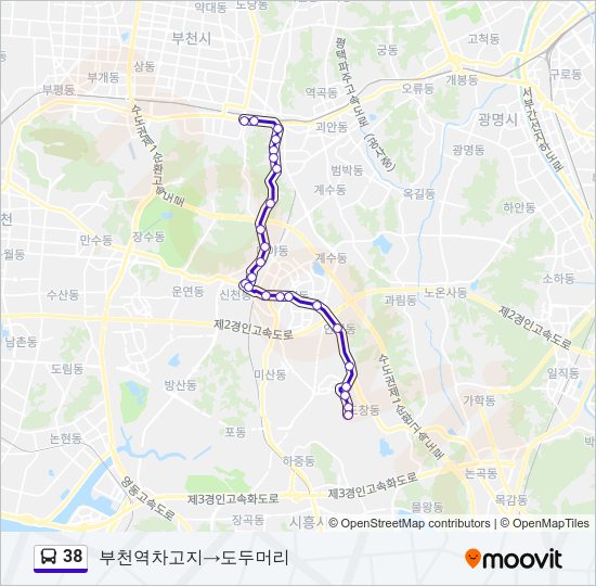 38 버스 노선 지도