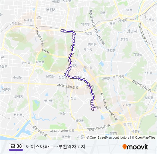 38 버스 노선 지도