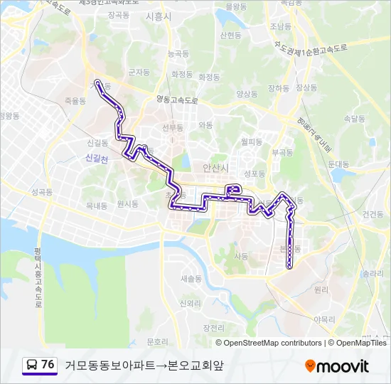 76 버스 노선 지도