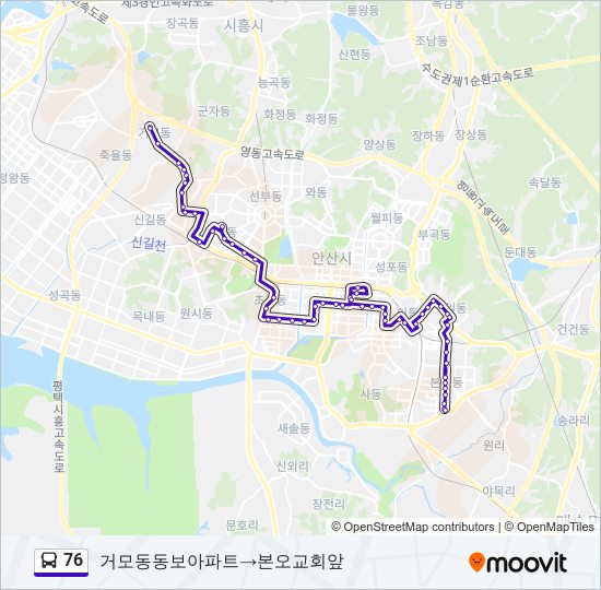 76 버스 노선 지도