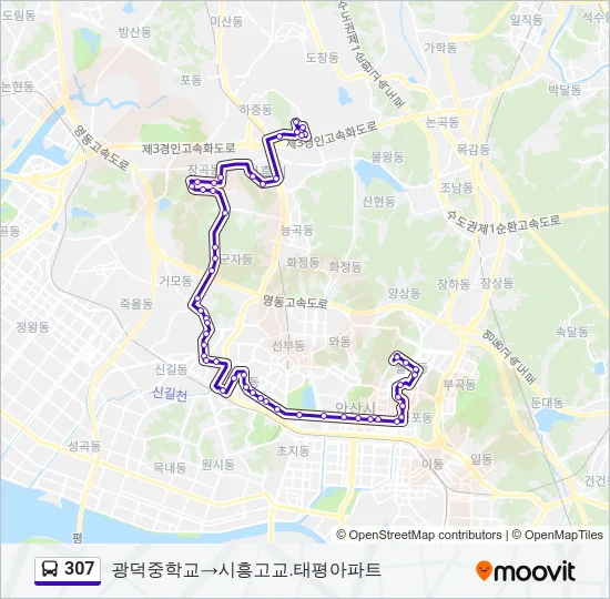 307 Bus Line Map
