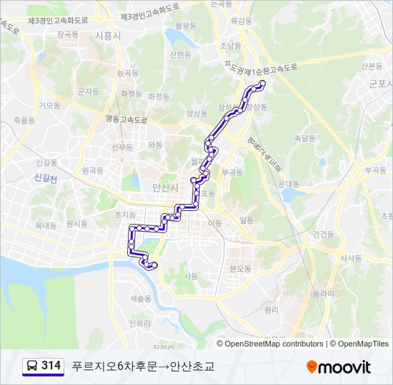 314 bus Line Map