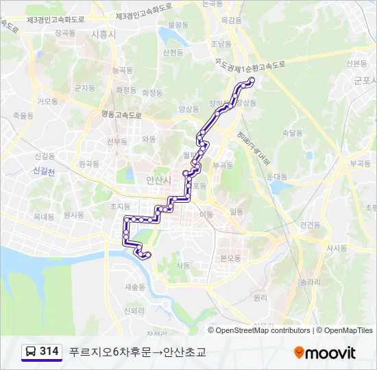 314 Bus Line Map