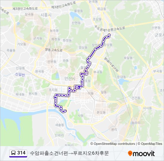 314 버스 노선 지도