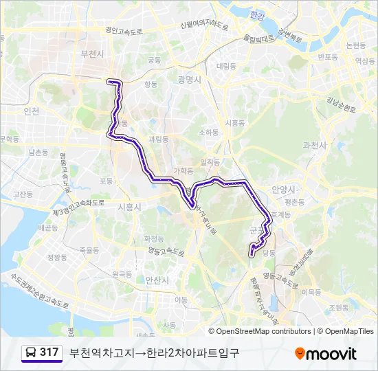 317 버스 노선 지도