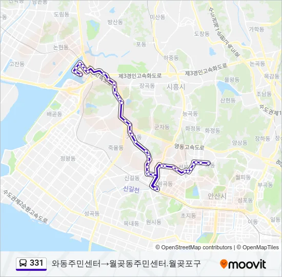 331 버스 노선 지도