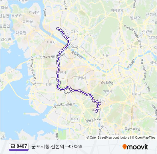 8407 버스 노선 지도