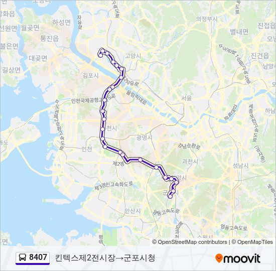 8407 버스 노선 지도
